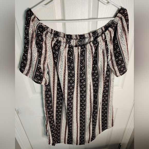 Hint of Blush Womens Tunic Floral Striped Top - Picture 2 of 7